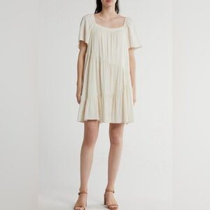 Love Stitch Puff Sleeve Mini Dress